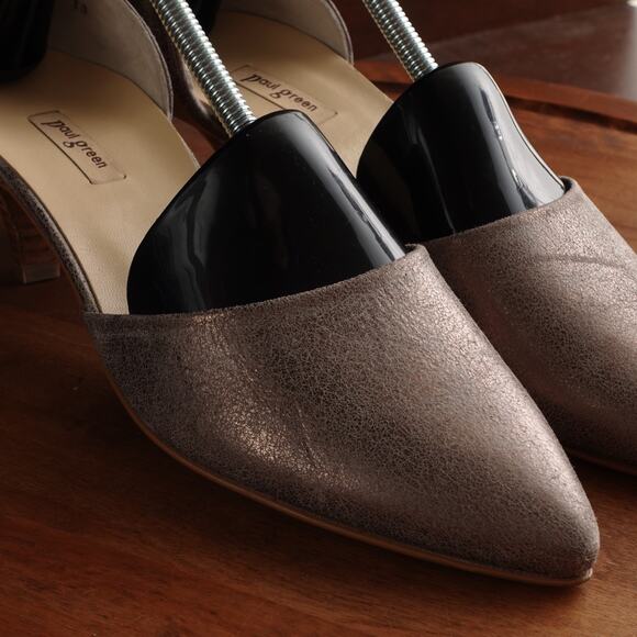 Paul Green Heels WMS SZ UK 5 US 7.5 Gray Julia Brushed Shimmer Suede Kitten Shoe - Picture 5 of 13